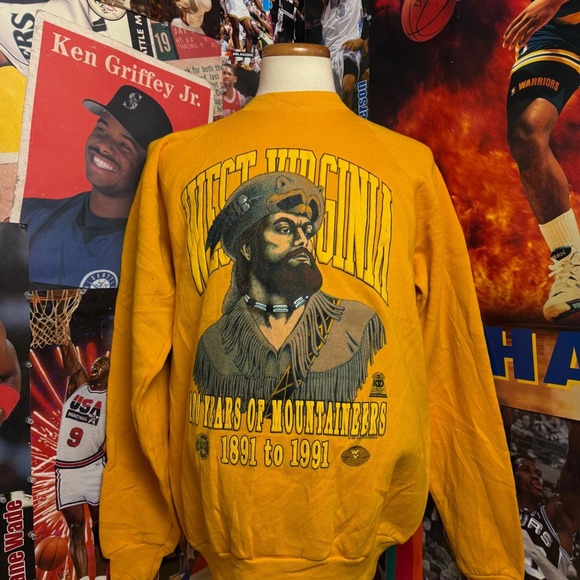 Vintage 90s West Virginia Mountaineers College Sweatshirt NCAA Football Sz Large